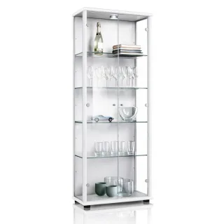 K-Möbel Vitrine, Weiß, Holzwerkstoff, 4 Fächer, Rechteckig, 67x176x33 cm, Wohnzimmer, Wohnwände, Vitrinenschränke