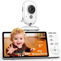 Boifun Video-Babyphone Tragbares Babyphone Babyphone Mit Kamera, 5" Video Baby Monitor Kamera Und Audio Babyphone Mit Vox Funktion Babyphon Kamera, Gegensprechfunktion Nachtsicht Temperaturüberwachung Schlaflieder, Schallerkennung, Temperaturerkennun