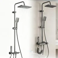 AKKEE Brausegarnitur Duschsystem Duschkopf-Set mit digitaler Anzeige, 3 Strahlart(en), Mit Duschkopf, Handbrause, Wasserhahn, Temperaturanzeige