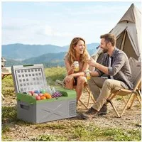 Outsunny Kühlbox Kompressor Kühlschrank mit ECO Modus Kühlhaltefunktion 12/24 V, 16 l, für Auto Steckdose LKW Camping Boot Grau+Grün