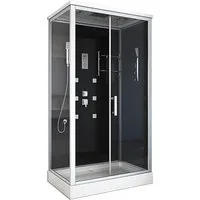 HOME DELUXE Eckdusche WAVE - XL 120 x 80 cm, BxT: 120x80 cm, inkl. LED Beleuchtung & Radio, Duschtempel, Fertigdusche