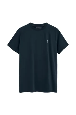 Kurzärmliges T-Shirt marineblau mit gummiertem Rigby Go Logo