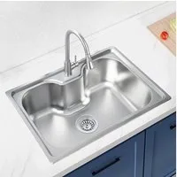 Faizee Möbel Edelstahlspüle Edelstahlspüle Titan 60x42x20cm – rechteckig – inkl. Siphon-Set