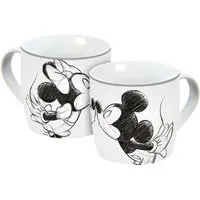 Geda Labels GmbH Tasse Mickey Kiss Sketch silbergrau, 1-tlg., Porzellan, Grau, 300 ml, spülmaschinengeeignet