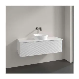 Villeroy und Boch Antao Waschtisch-Unterschrank K32150GF 120x36x50cm, Hahnloch, Waschbeckenplattenfarbe Lack, glossy white lacquer