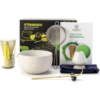 LuxusKollektion Teeservice Japanisches Matcha Tee-Set 7-teilig Bambus Keramik Grau