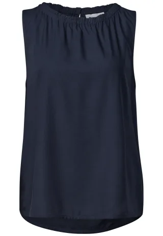 Street One - Blusentop mit gerafftem Rundhals darkest blue - Gr. - 38
