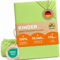 leevitex® Spannbettlaken in verschiedenen Größen und Farben, Jersey aus 100% Baumwolle, Jersey, Gummizug: rundum, (1 Stück), für Kinder- & Standardmatratzen, OEKO-TEX® STANDARD 100 zertifiziert