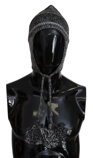 Balaklava Wollmütze Graue Pompom Mütze
