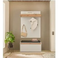 Home affaire Garderoben-Set GIRON/CiTY, moderne Garderobe, Komplettset mit viel Stauraum, (Komplett-Set, 2-St), enthält Garderobenpaneel & Schuhbank inkl. Sitzkissen, 100 cm breit