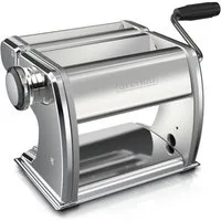Arendo Nudelmaschine Manueller Edelstahl Pasta Maker, Nudelpresse, 7 einstellbare Stärken, Duplexvorsatz für Spaghetti, Tagliatelle, Lasagne - 2mm und 6,5mm