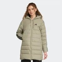 adidas Sportswear Daunenjacke ESSENTIALS CLIMAWARM 3-STREIFEN LIGHT DAUNENPARKA MIT KAPUZE für Erwachsene, mit wärmender Wattierung aus Entendaune und Federn