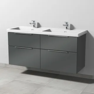 Sanipa 3way Waschtischunterbau zu Villeroy & Boch Subway 3.0 Waschtisch mit 4 Auszügen, Anthrazit-Gl UF85179