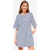 Imily Bela Shirtkleid Damen Mini lässig locker Halbarm Rundhals (Packung, 1-tlg., 1per-Pack) gestreift mit Eingrifftaschen