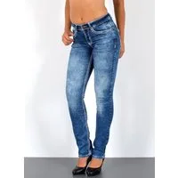 ESRA Straight-Jeans High Waist Straight Fit Jeans Damen Stretch Hose mit dicker Naht G11 High Waist Damen Jeanshose Straight Leg mit dicker Naht bis Übergröße