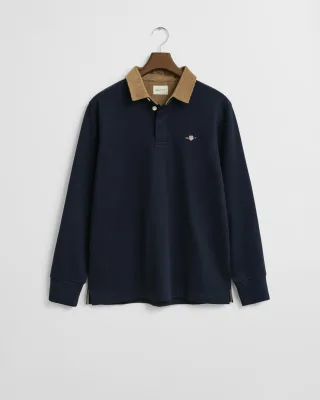 GANT - Heavy Rugger mit Cord-Kragen evening blue - Gr. - M