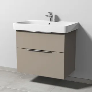 Sanipa 3way Waschtischunterbau zu Geberit Smyle Square Waschtisch mit 2 Auszügen, Sandgrau-Matt UF67267