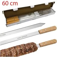 Kette´s Grillzubehör Grillspieß Adana Grillspieß mit Holzgriff 60cm 25mm Breit Edelstahl (12 Stück im Karton), hitzebeständig und korrosionsbeständig