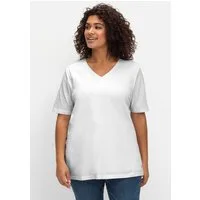 Sheego T-Shirt T-Shirt Kurzarm mit doppellagigem Vorderteil