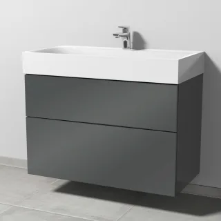 Sanipa 3way Waschtischunterbau zu Kaldewei Silenio Waschtisch mit 2 Auszügen, Anthrazit-Glanz SF45679