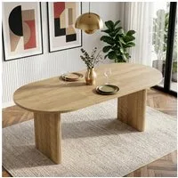 Flieks Esstisch (Länge 140-200/T90/H75 cm, 1-St., 1 Tisch), ausziehbarer Küchentisch ovaler Tisch Holzoptik, Eichenfarbe