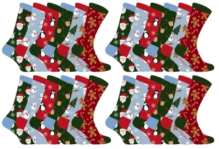 Kinder Weihnachten Socken | Sock Snob | Neuheit Spaß Muster Weihnachtsgeschenk Socken für Jungen & Mädchen - 24 Pack