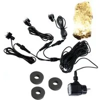 Arnusa Gartenbrunnen 3er Set mit 10m Kabel und Netzteil Quellsteinbeleuchtung Beleuchtung, Brunnenbeleuchtung LED Ring Ersatzbeleuchtung