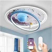 RRBEST Deckenleuchte LED Kinder Deckenlampe, Modernes Design Mond Astronaut Deckenleuchte, Dimmbar mit Fernbedienung Jungen und Mädchen Kinderzimmer Lampen