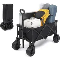 LALAHO Bollerwagen Faltbar, 18cm Extra Breite Reifen, bis zu 100 kg, Verstellbarem Griff, klappbar Transportwagen, 107x54x91 cm