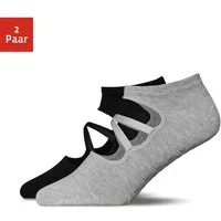 SNOCKS Freizeitsocken Anti-Rutsch Pilates Socken mit Riemchen (2-Paar) mit ergonomischer Passform und Anti-Rutsch-Sohle