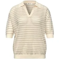 STREET ONE Strickpullover polo sweater stripes, soft beige