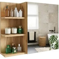 TREND WERK Spiegelschrank Badezimmer mit Ablage & Stauraum (59×16×50 cm Hängender Badezimmerschrank zur Wandmontage mit Regal) – modern & pflegeleicht