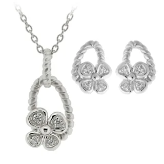 Orphelia Damen 925 Sterling Silber Set: Kettenanhänger + Ohrringe - Silber SET-6020