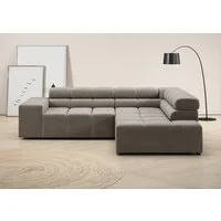 Home affaire Ecksofa Ancona, Ecksofa, incl. Kopfteilverstellung, Breite 249 cm, L-Form, wahlweise motorische Sitztiefenverstellung, B/T(H: 249/215/70 cm