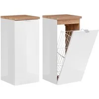 Lomadox Unterschrank TOSKANA-56 Badezimmer mit Wäschekorb in Weiß-Hochglanz B/H/T ca. 35/80/35cm