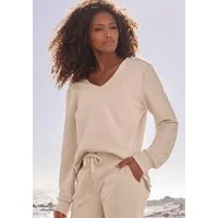 s.Oliver Sweatshirt Langarmshirt mit V-Ausschnitt und weiche Rippbündchen, Loungewear