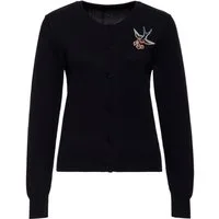 QueenKerosin Strickjacke Swallow and Cherry mit Bruststickerei
