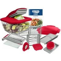 Genius Küchenreibe Genius Gemüseschneider Gemüsehobel Nicer Dicer Chef 15 tlg. Rot, Edelstahl, Kunststoff