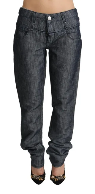 Acht Dunkelgraue Ramie Mittlere Weite Gerade Denim Jeans
