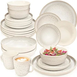 Sänger Kombiservice, Creme, Stein, 30-teilig, 27x10x27 cm, kratzfest, Essen & Trinken, Geschirr, Geschirr-Sets, Kombiservice