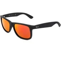 Ray-Ban Sonnenbrille Ray-Ban Justin RB4165 622/6Q Rubber Black Brown Mirror Orange