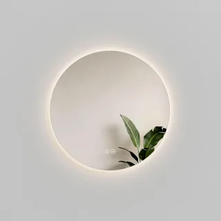 Emke Badspiegel, Transparent, Glas, Rund, 50x50x3 cm, Badezimmer, Badezimmerspiegel, Badspiegel