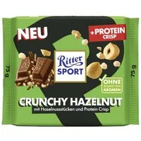 Ritter SPORT Schokolade, Ritter Sport Crunchy Hazelnut und Protein Crips Packung 75g