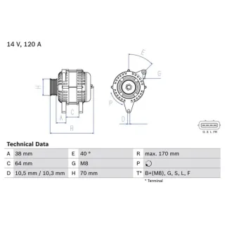 Bosch Lichtmaschine 120A Mitsubishi L200 2,5