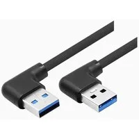 Bolwins O50 USB 3.0 Kabel Adapter Datenkabel USB A zu A Verbindungskabel 100cm USB-Kabel, USB 3.0 Typ A Stecker links abgewinkelt, USB 3.0 Typ A Stecker rechts abgewinkelt (100 cm), Beidseitig abgewinkelt, Knickschutz, robuste Metallstecker