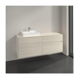 Villeroy und Boch Collaro Waschtischunterschrank C074B0AH 140x54,8x50cm, Waschtisch links, LED-Beleuchtung 10,4W, wine red