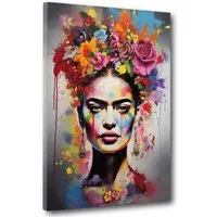 Artedinoi Leinwandbild Pop Art abstrakt Frida Leinwandbild Wandbild Kunstdruck XL Deko, Frida Kahlo, abstraktes Porträt