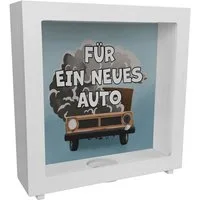 speecheese Spardose Für ein neues Auto Rahmen Spardose aus Holz mit lustigem Motiv