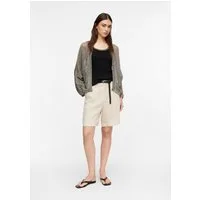 comma Shorts Hose Strukturierte Shorts aus Leinenmix mit geflochtenem Gürtel
