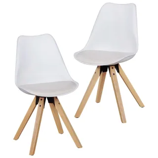 Esszimmerstühle Stühle Vierfußstuhl 2er-Set LEVI Weiss /Rubberwood